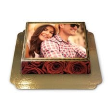 Red Roses Theme Cake Photo Frame (Large (30 Units))