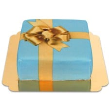 Blue gift box cake