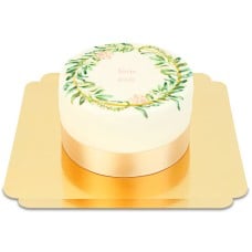 Deluxe eucalyptus cake with personalized inscription (Small (18 cm (12 parts)))