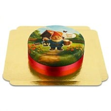 Garden gnome cake with lamp and beer (Small (20cm X 14cm (6 Parts)))