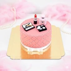 Deluxe makeup cake with white ribbon (Small (18 cm (12 parts)))