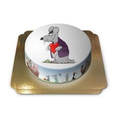 Mouse with heart in hands (Small ((18 cm)6-8 slices))
