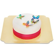 Cake with butterfly decorations (Small (18 cm (6 parts)))