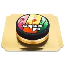 Video game cake cover "Gangster Life" (Small (18cm (6 Parts)))