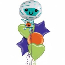 Cutie Mummy Halloween Stars Inflated Foil Balloon Bunch