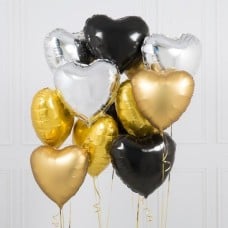 Glitz and Glam Hearts Inflated Foil Balloon Bunch