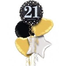 Happy 21st Birthday Holographic Balloon Bouquet