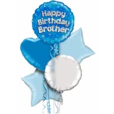 Happy Birthday Brother Blue Foil Balloon Bouquet