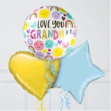 Love You Grandma Hearts Inflated Foil Balloon Bunch (4 Balloons)