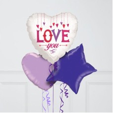 Love You Pastel Hearts Inflated Foil Balloon Bunch