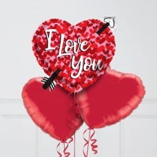 Love You Pinks Hearts Inflated Foil Balloon Bunch
