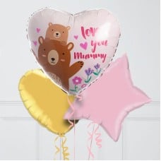 Mummy Bear Mother's Day Hearts Inflated Foil Balloon Bunch (4 Balloons)