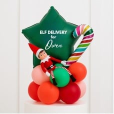 Personalised Green Elf Delivery Balloon Stack