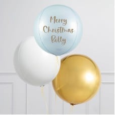 Personalised Winter Wonderland Inflated Orb Balloon Trio