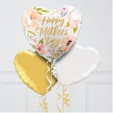 Rose Gold Floral Happy Mother's Day Inflated Foil Balloon Bunch (4 Balloons)