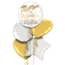 The Adventure Begins Graduation Foil Balloon Bouquet