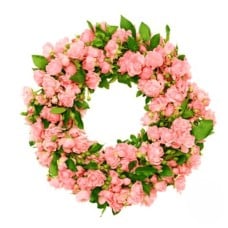 Funeral wreath of pink flowers
