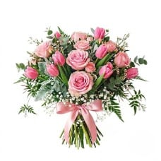 Bouquet of pink roses and tulips (Refined)