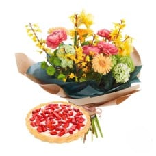 Orange bouquet with fruit cake (Refined)