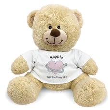 Personalized Heart and Rings Engagement Teddy Bear - 11"