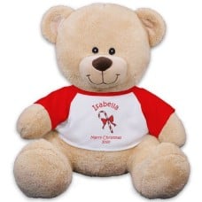 Personalized Candy Cane Teddy Bear - 11"