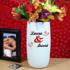 Personalized Couples Heart Flower Vase