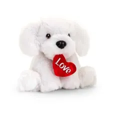 Keeleco Bichon Frise dog teddy with love heart 25cm
