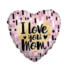 I Love You Mom Gold & Pink Foil Balloon