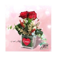 Customized Square Vase Roses
