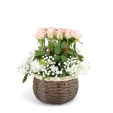 Blush Elegance Flower Basket