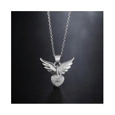 925 Sterling Silver Angel Heart Pendant and Scarf Gift Box