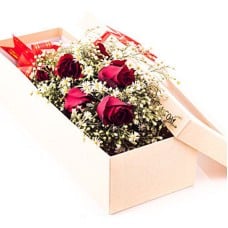 Half Dozen Red Roses In Recycled Paper Box