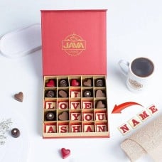 Java I Love You 25 Piece Chocolate Box With The Customized Name