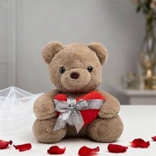Sweet Embrace Brown Teddy Bear With Heart - 15 Inch