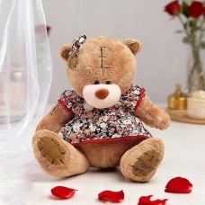 Cuddly Charm Brown Teddy In Pretty Frock - 8 Inch