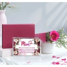 Elegant Gift Combo - Pink Rose And Crystal Message Plaque