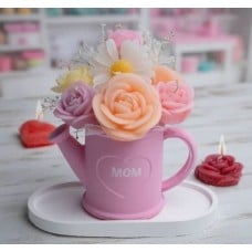 Moms Glow Handcrafted Scented Candle Flower Bouquet By Giftos