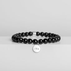 Black Tourmaline Bracelet - Handmade with Sterling Silver Personalised Charm