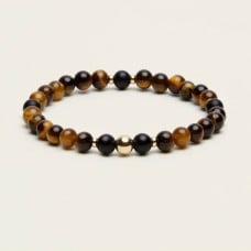 Tiger Eye & Black Tourmaline Gemstone Bracelet - 6mm Beads