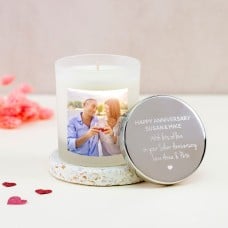 Engraved Wedding Anniversary Candle with Photo
