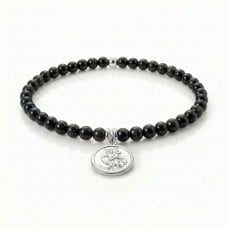 Black Tourmaline & Sterling Silver Saint Christopher Bracelet
