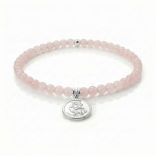 Rose Quartz & Sterling Silver Saint Christopher Bracelet