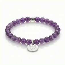 Angel Number 777 Amethyst Bracelet - Sterling Silver Charm