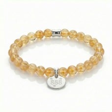 Angel Number 888 Citrine Bracelet - Sterling Silver Charm