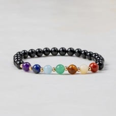 Black Tourmaline Chakra Bracelet - 6mm Gemstone for Protection & Balance