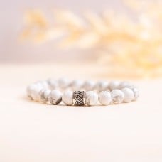 White Howlite Gemstone Bracelet - 8mm Beads for Calm, Clarity & Stress Relief