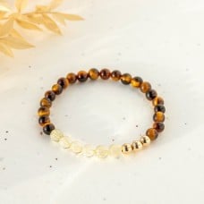 Radiant Strength Tiger's Eye and Citrine Gemstone Bracelet 6mm