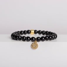 Black Tourmaline Gemstone Bracelet - Celestial-Themed Charm, Handmade Jewellery