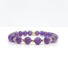 Amethyst Gemstone Bracelet - 8mm Healing Crystal Beads for Calm & Clarity