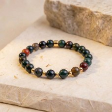 Bloodstone Gemstone Bracelet - 8mm Healing Crystal Beads for Strength & Vitality